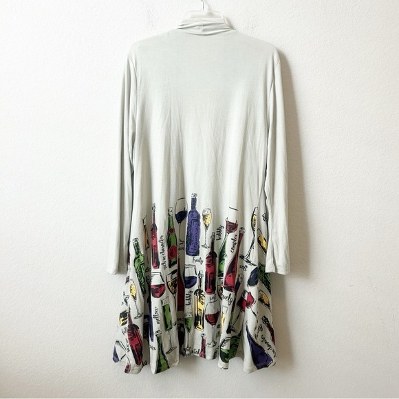 A Walk in The Park Wineology Wine Glasses Print Long Sleeve Kimono Cardigan 2X - Picture 10 of 12